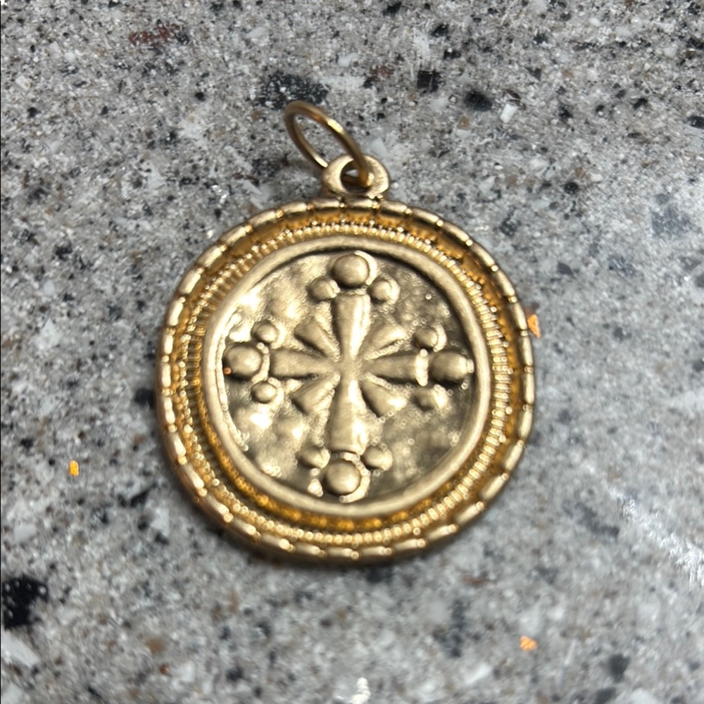 Free People Gold Ornate Necklace Pendant